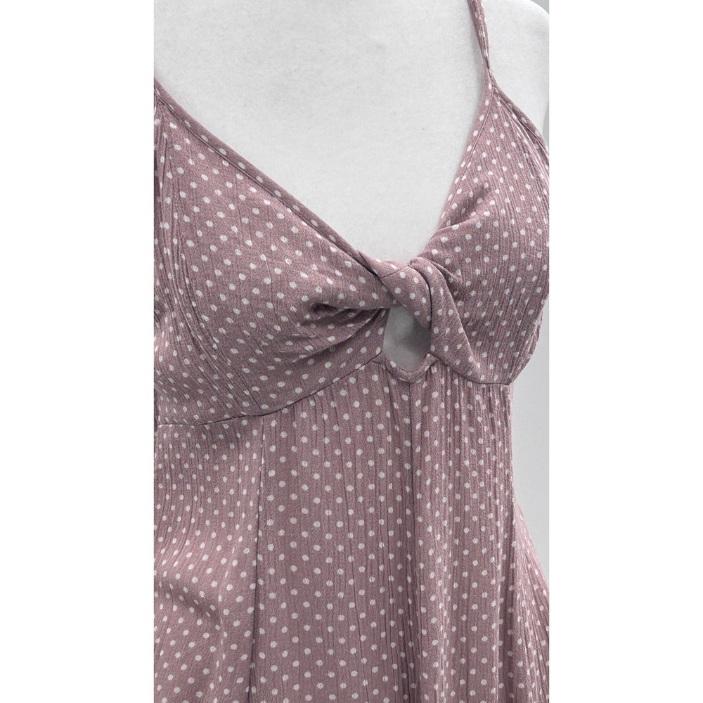American Eagle Pink Polka Dot Tie Front Mini Dress Size 4 Babydoll Cottagecore - Picture 3 of 13